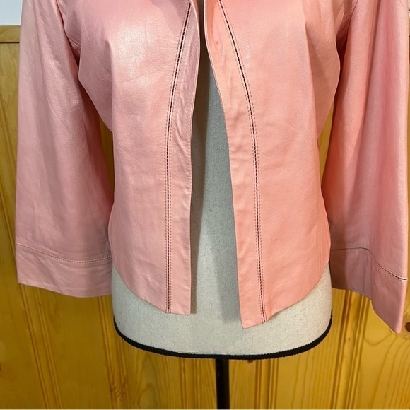 Lafayette 148 New York Leather Open Short Jacket Sz-8 - Picture 2 of 9